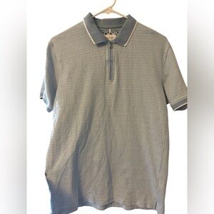 Blue Polo Shirt with Zip Collar Mens Small